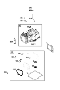Cylinder Group Diagram and Parts List for 8P502-0089-H5  Briggs and Stratton Engine